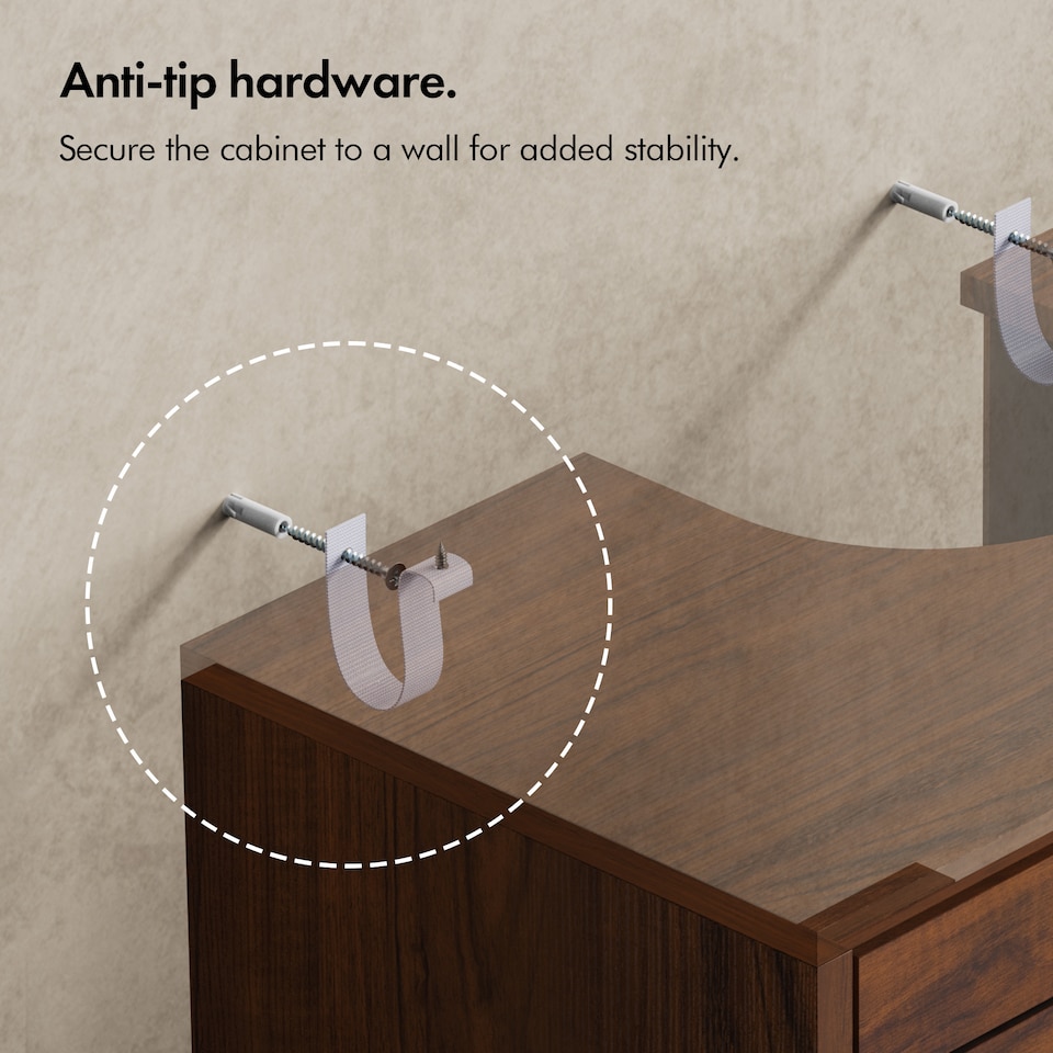 image 1 of Vonhaus Chester Under Sink Bathroom Cabinet in Dark Wood Effect