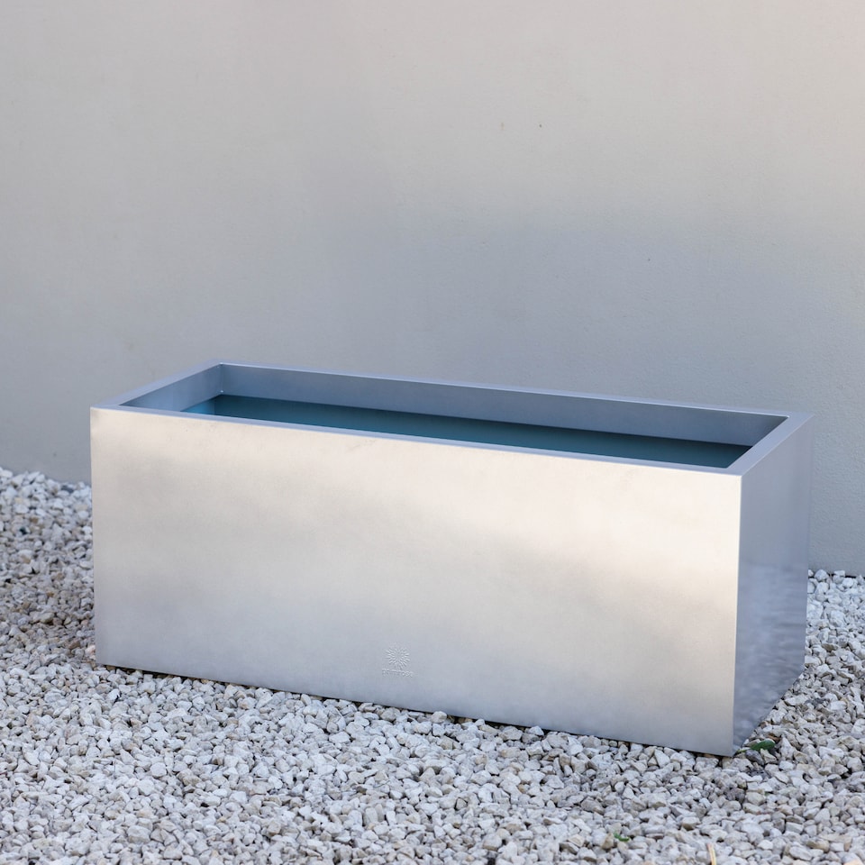 image 1 of Primrose Zinc Galvanised Rectangular Silver Outdoor Trough Planter Small 70cm x 24cm