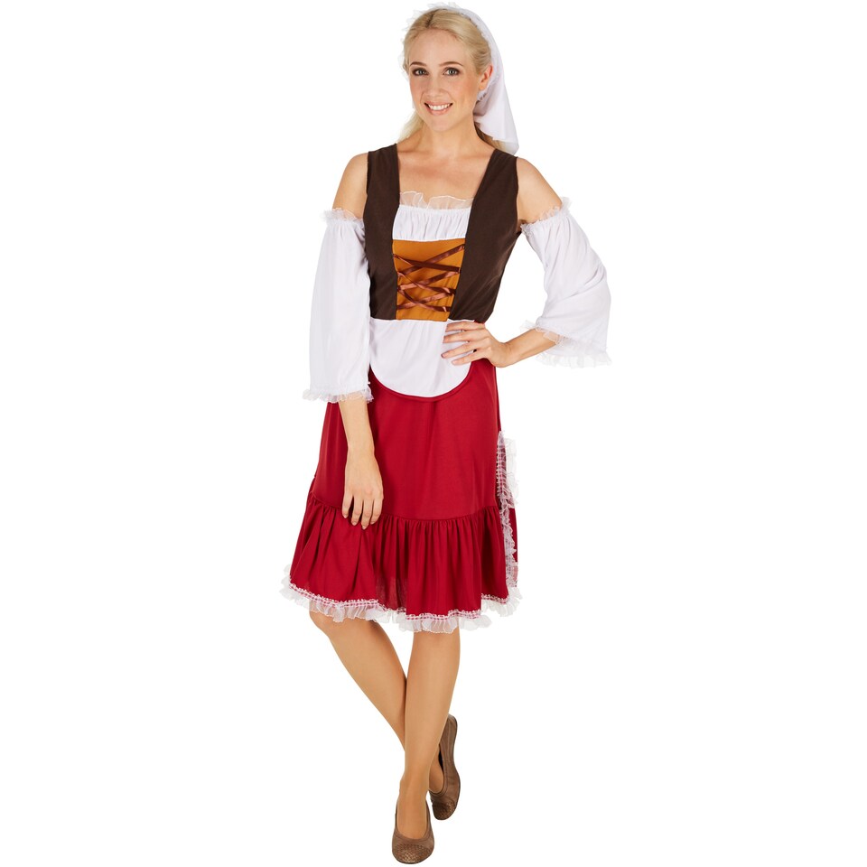 image 1 of Womens Costume Medieval Maid | Red | red/white | XL | 1