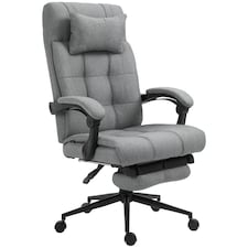 Vinsetto Office Chair, Computer Chair with Adjustable Height, Head Pillow, Footrest for Home, Light Grey