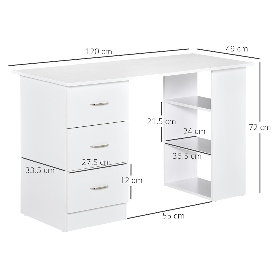 image 1 of HOMCOM 120cm Computer Desk PC Table Workstation with 3 Shelf & Drawers
