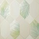 image 1 of Fine Decor Miami Geometric Leaf Wallpaper - Natural/Green - One Size Cream