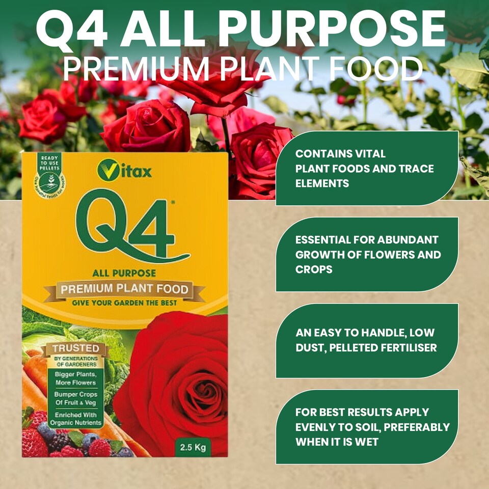 image 1 of Vitax Q4 Multipurpose Pelleted Fertilizer Balanced Slow-Release Feed for All Plants 2.5Kg