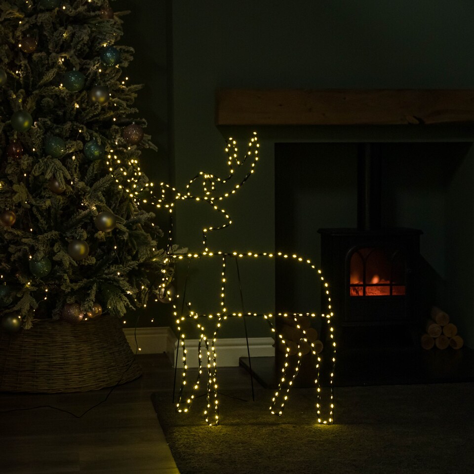 image 1 of 1mx80cm Light up Standing Christmas Reindeer with 292 Warm White LEDs