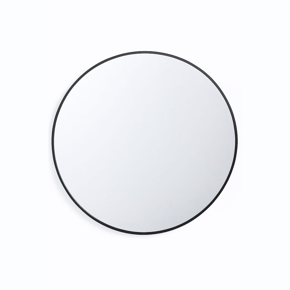 image 1 of Neo 40cm Black Round Metal Frame Wall Mirror Float Glass HD Reflection Anti Rust Moisture Proof Wall Mounted Bathroom Bedroom Hallway Living Room Vanity | Black | Black
