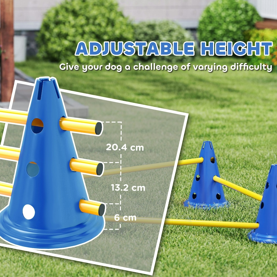 image 1 of PawHut Dog Agility Equipment Set, Three-Piece Adjustable Height Jumping