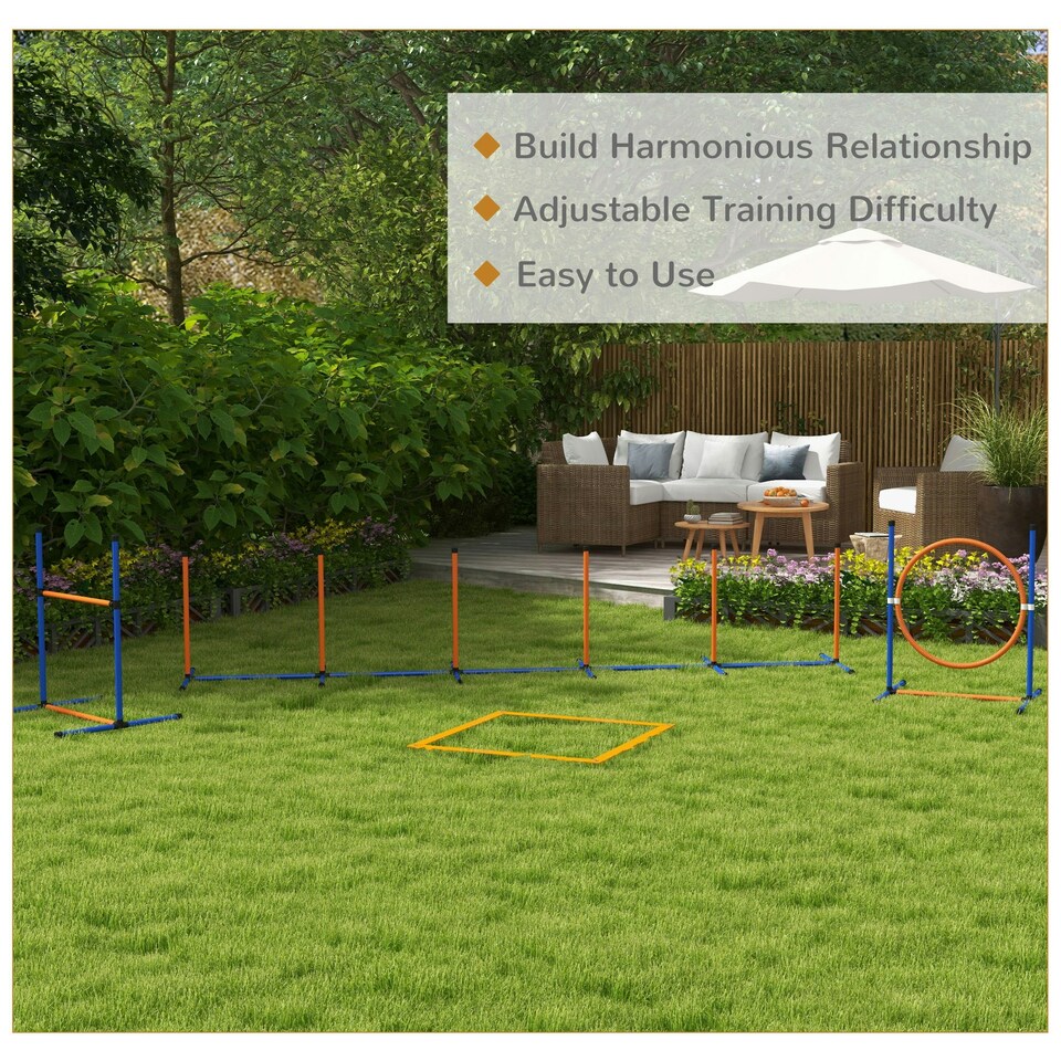 image 1 of PawHut 4 Pcs Dog Agility Training Equipment, Dog Outdoor Games w/ Carry Bag