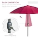 image 3 of Outsunny 2.5m Round Curved Adjustable Parasol Sun Umbrella Metal Pole Red