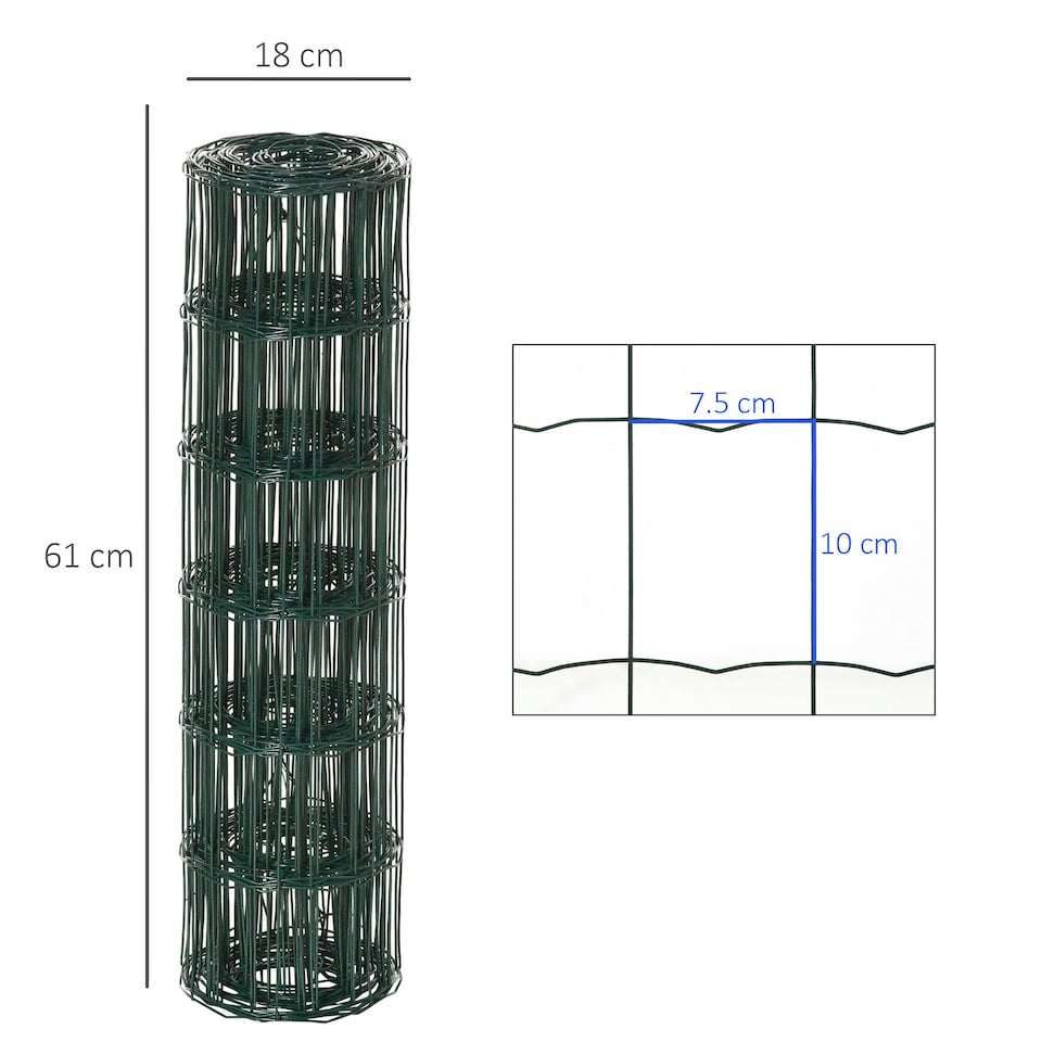 image 1 of PawHut 0.6Mx10M Chicken Wire Mesh Rabbit Poultry Animal Fence PVC Coated Netting