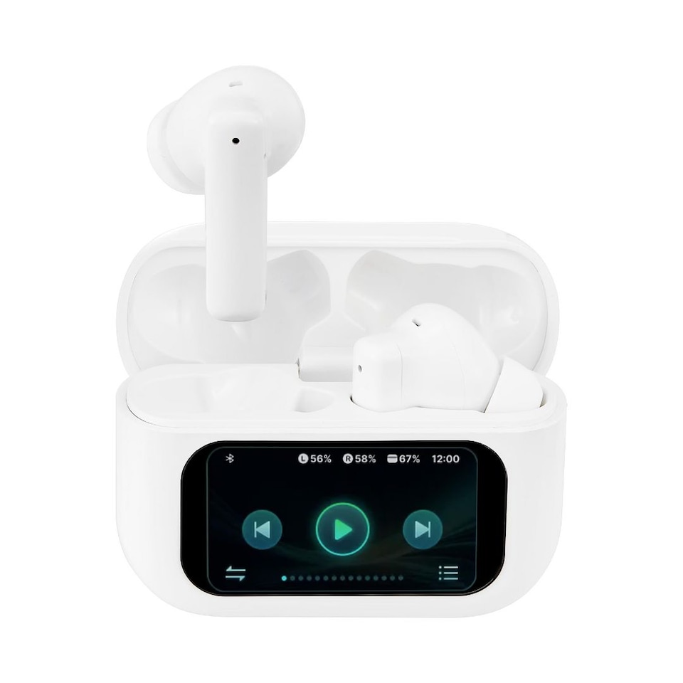 image 1 of Streetz T600 ANC True Wireless Earbuds with LCD Screen - White