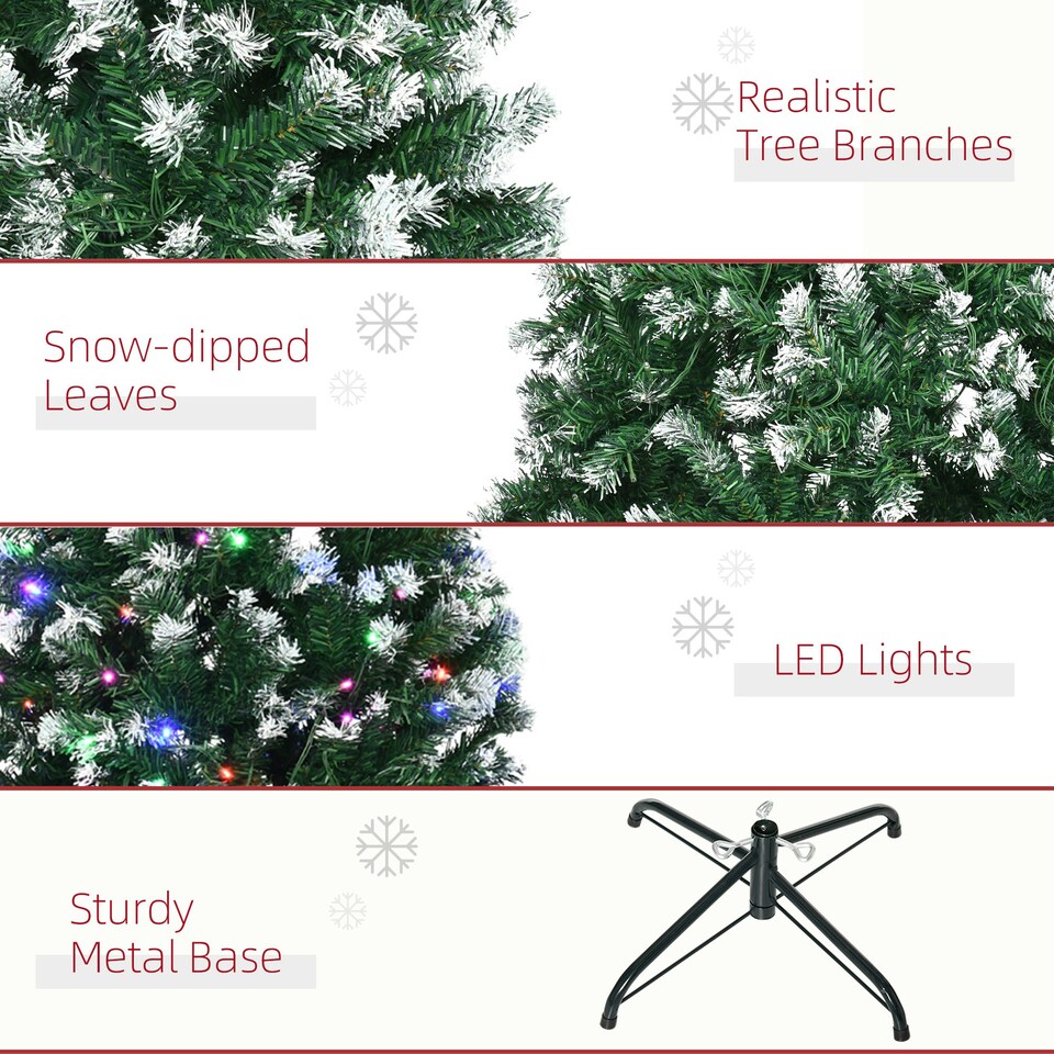 image 1 of HOMCOM 7FT Prelit Artificial Xmas Tree Holiday Décor w/ 350 Colourful LED Light