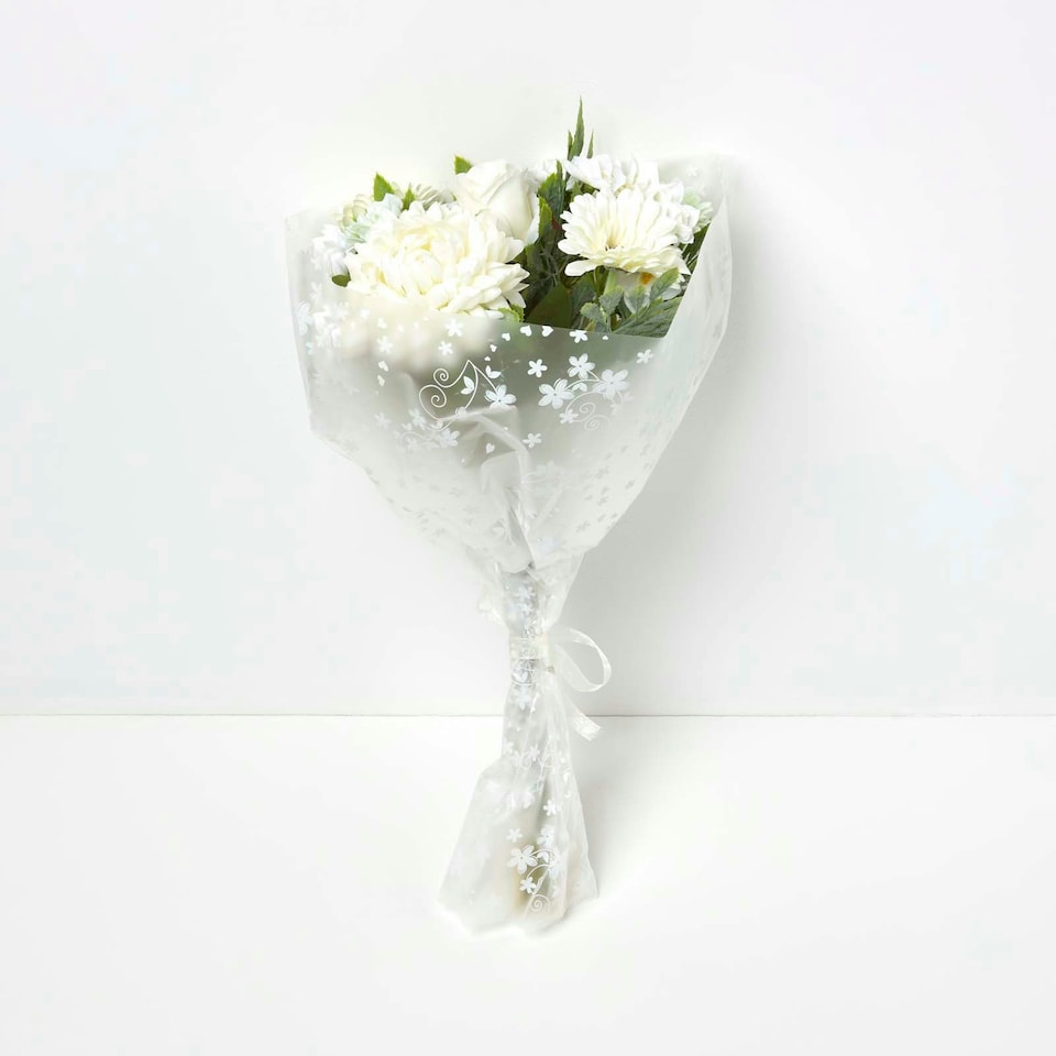 image 1 of Homescapes Artificial White Bouquet of Gerbera Daisies and Daffodils