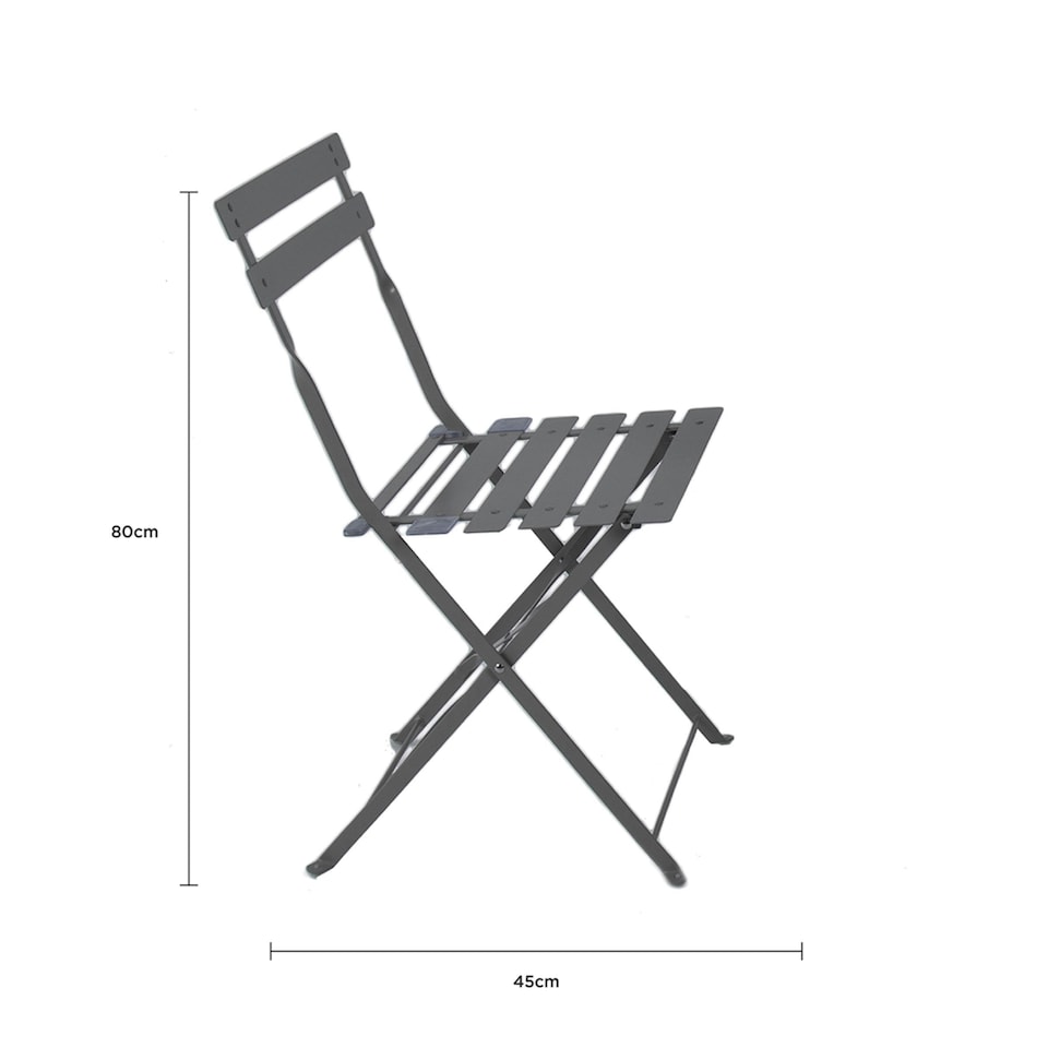 image 1 of Charles Bentley Folding Metal Bistro Set for Patio or Garden - Dark Grey