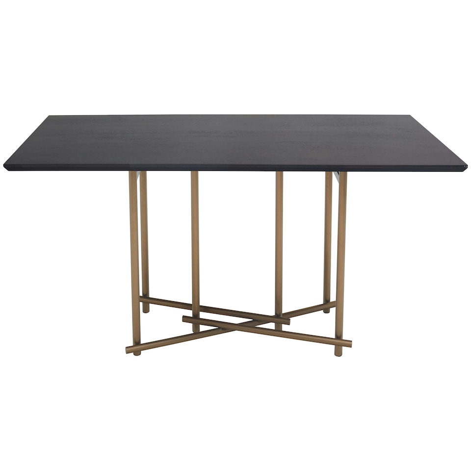 image 1 of Interiors by Premier Dark Wood Top Sleek Dining Table, Rectangle Dining Room Table with Geometric Design, 6 People Space Black