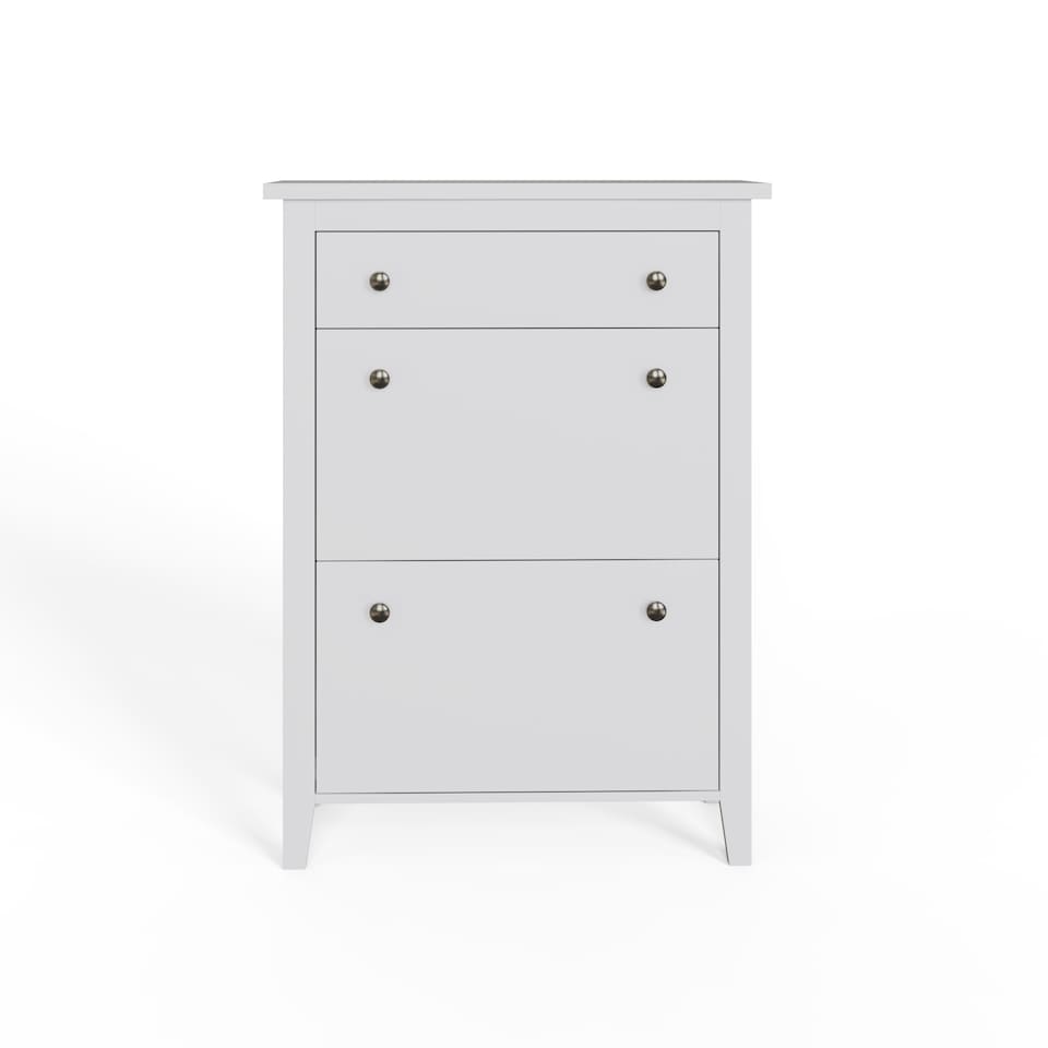 image 1 of Deluxe Two Tier Shoe Cabinet | White | White