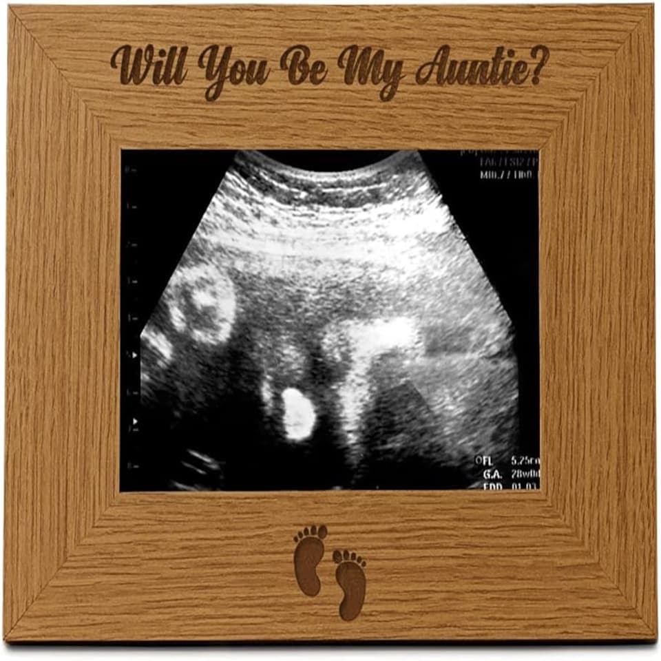 image 1 of Will You Be My Auntie Baby Scan Photo Frame Brown | Brown 4x6 | One Size
