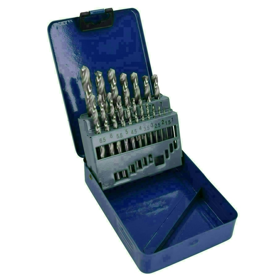 image 1 of 19pc HSS-G Metric Drill Bit Set Split Point Drills Metal Plastic Copper 1mm - 10mm
