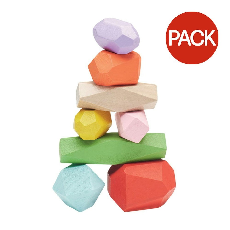 image 1 of MidOcean Dolmen Wood Stacking Rocks (Pack of 8) - Multicoloured - One Size