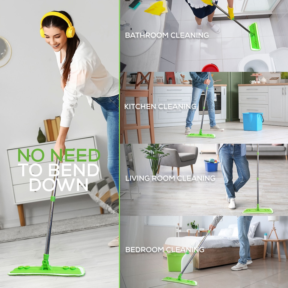 image 1 of Microfibre Mop with Washable Removable Pad for Laminate, Wood and Tile Floor