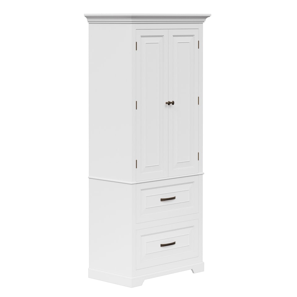 image 1 of Teamson Home Tall Linen Tower Cabinet with 2 Doors, 2 Drawers & Shelves