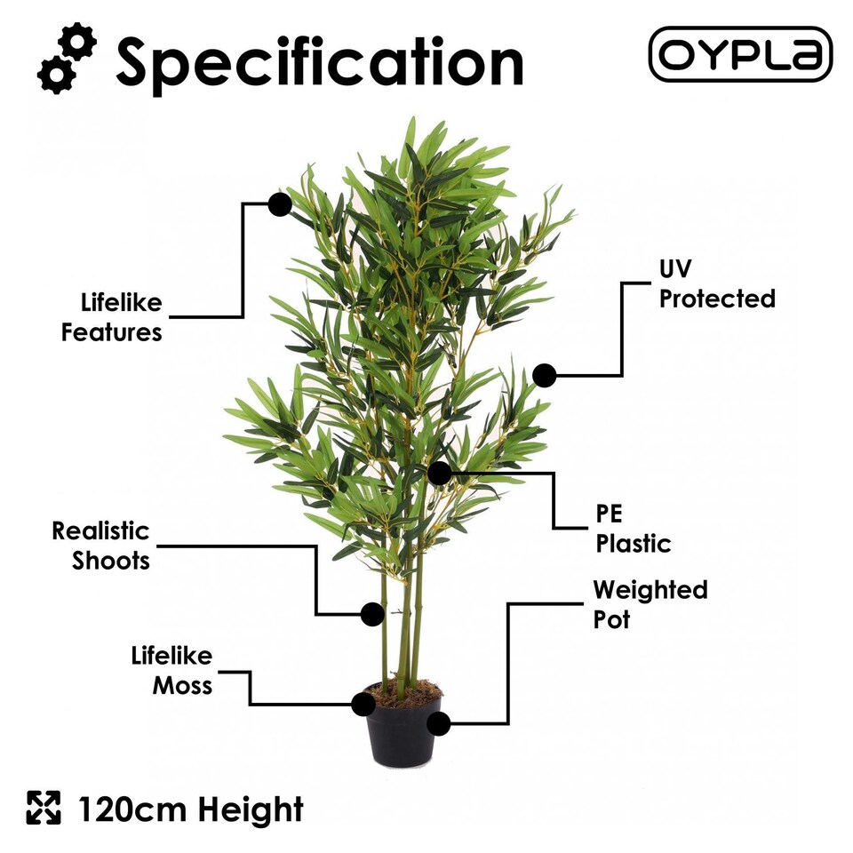 image 1 of Oypla Artificial Bamboo Tree Plant 120cm Indoor Outdoor Garden Decoration One Size
