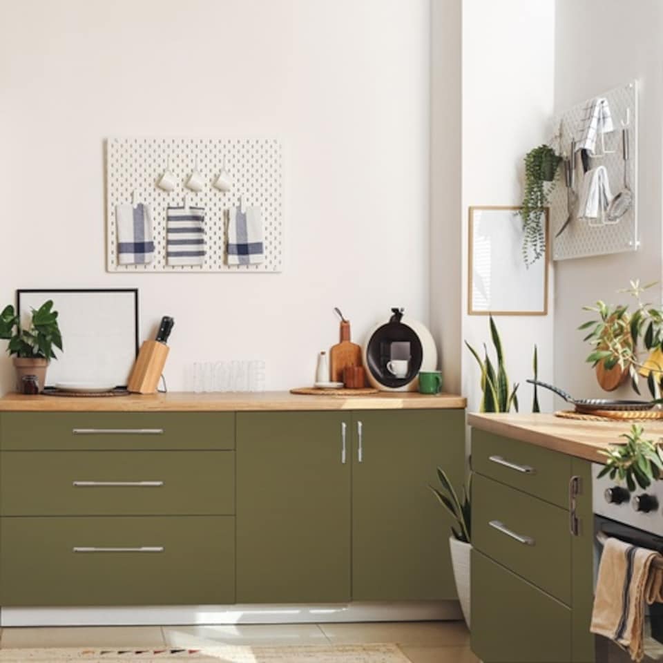 image 1 of Sticky Back Plastic Matt Olive Green Plain Kitchen Self-adhesive Vinyl Wrap for Cupboards, Doors and Furniture 67.5cm x 2m (5 rolls) - d-c-fix