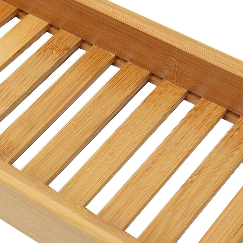 image 1 of Living and Home Bamboo Bath Tray Bathtub Caddy, Brown