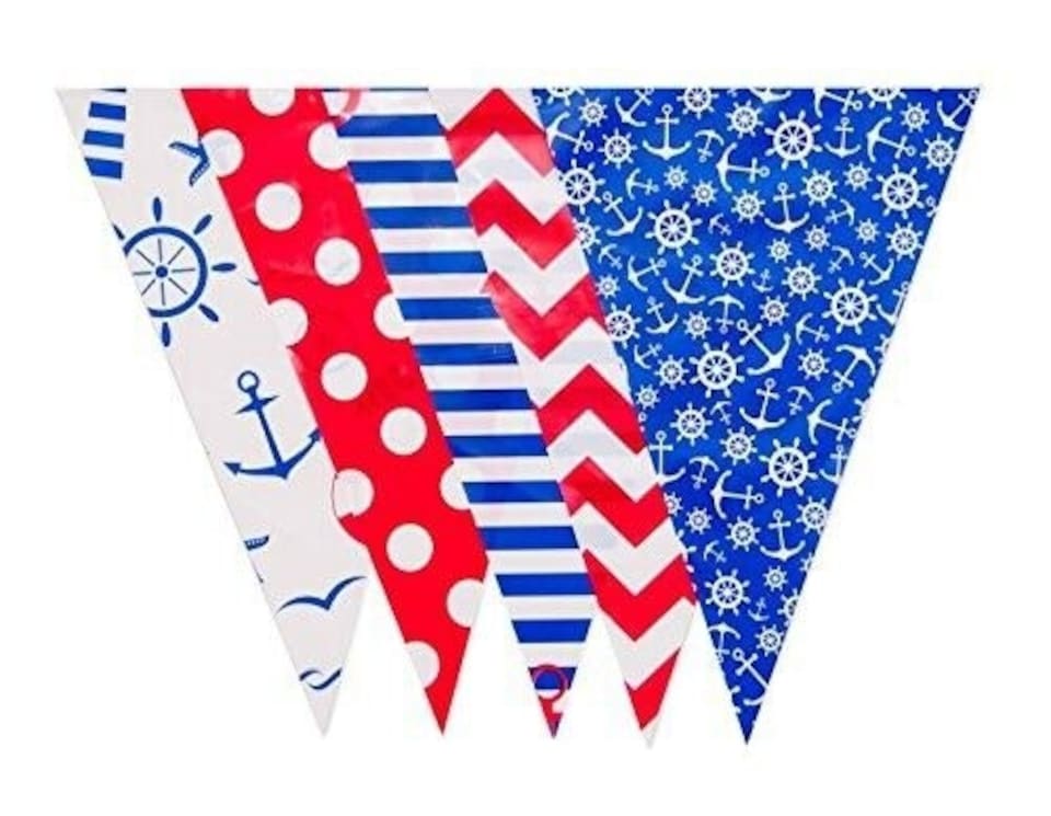 image 1 of Nautical Print Party Bunting 10m with 20 Pennants