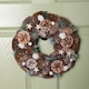 image 1 of 30cm Frosted Hanging Christmas Wreath with Pine Cones & Wooden Stars