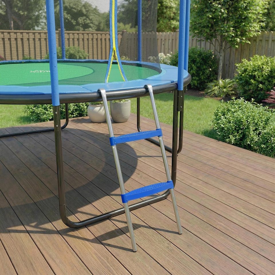 image 1 of SPORTNOW Trampoline Ladder, 2-Steps with Horizontal Wide Steps, Galvanised