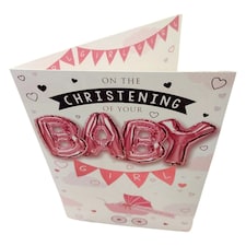 On the Christening of your Baby Girl Balloon Boutique Greeting Card