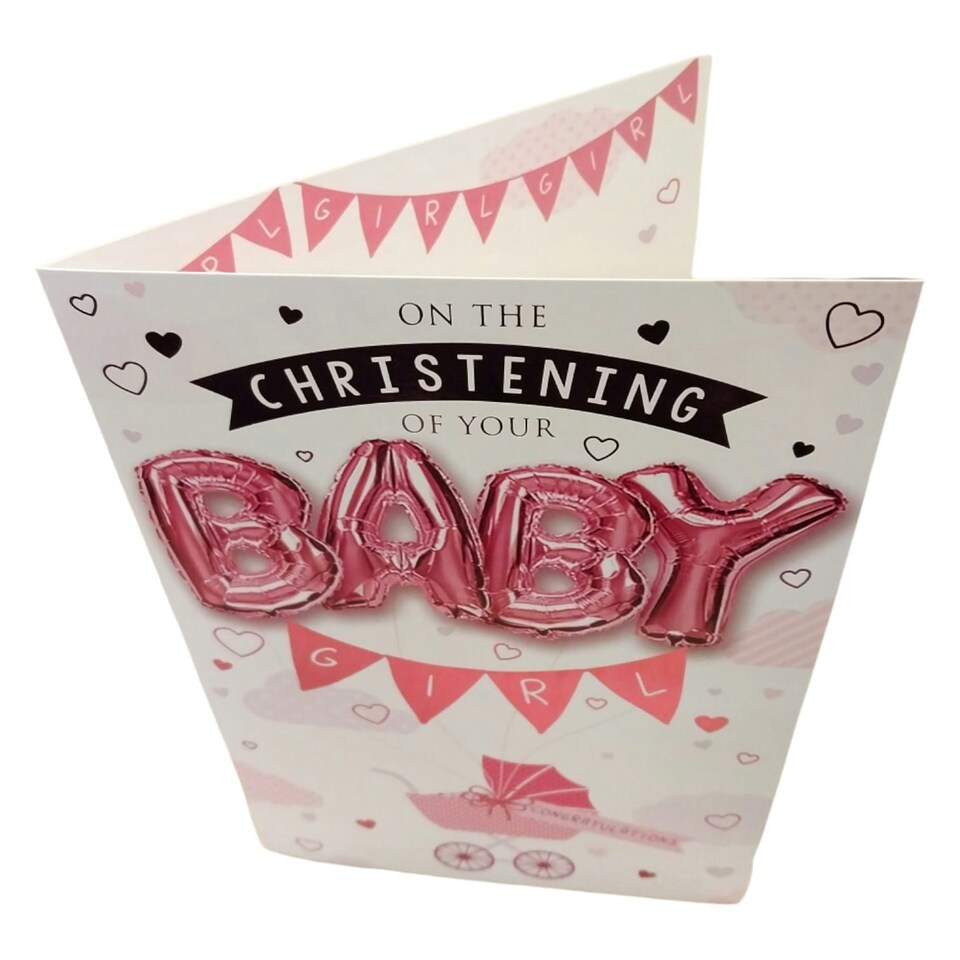 image 1 of On the Christening of your Baby Girl Balloon Boutique Greeting Card