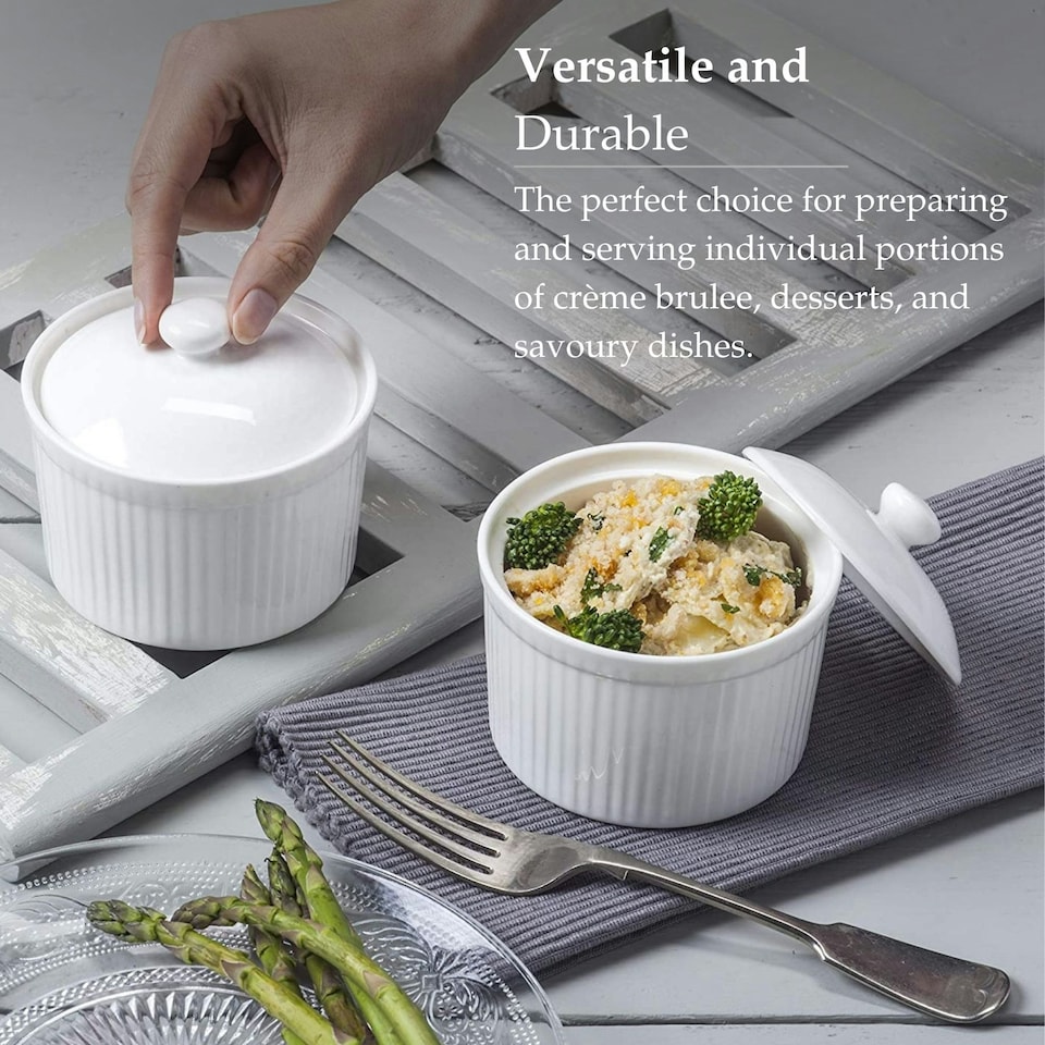 image 1 of Porcelain Ramekin with Lid (9cm), Set of 2 | Multi | 2