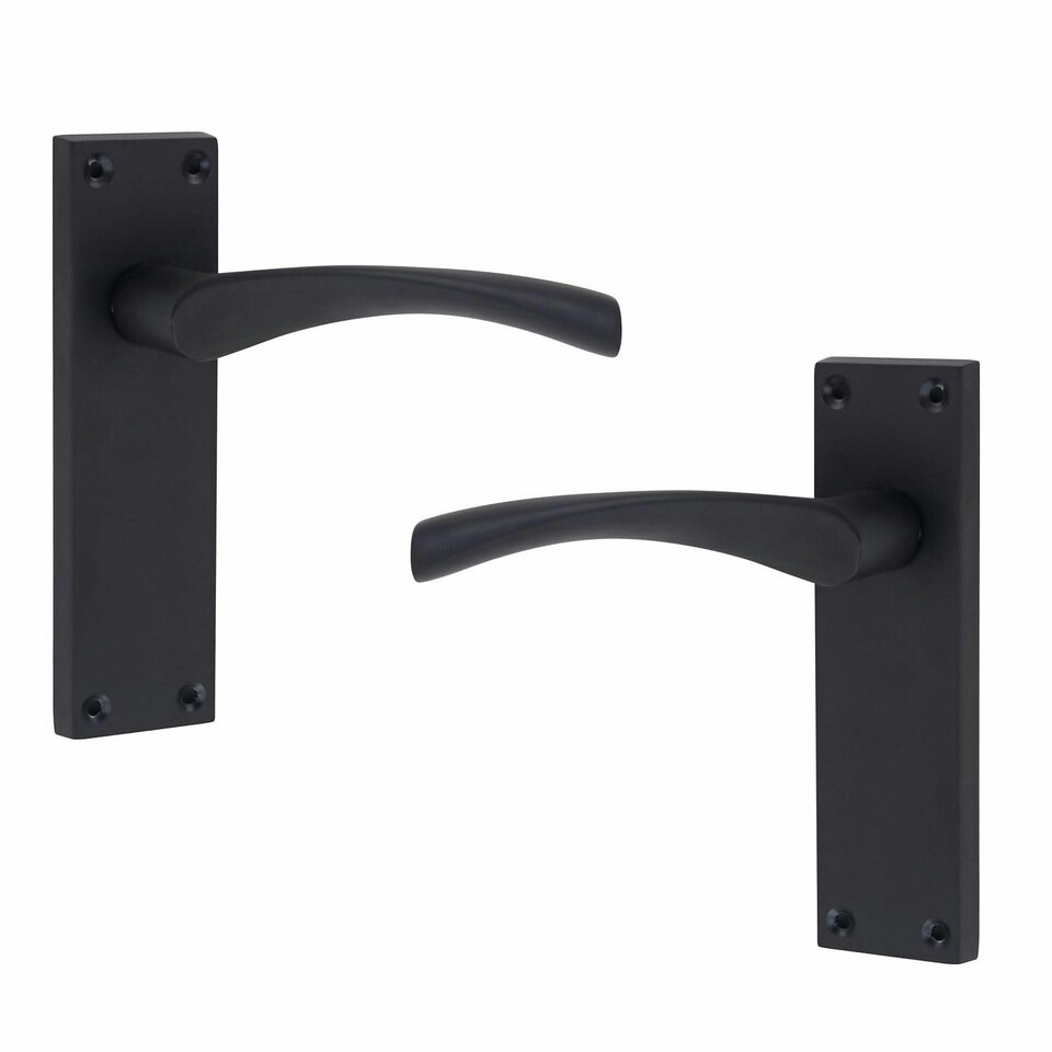 image 1 of Golden Grace 5 Pairs Victorian Scroll Astrid Door Handles Latch in Matt Black Finish - 150mm x 40mm Backplate Black