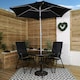 image 2 of Outdoor 2 Person Round Glass Top Garden Patio Dining Table Chairs Black Parasol and Base Set
