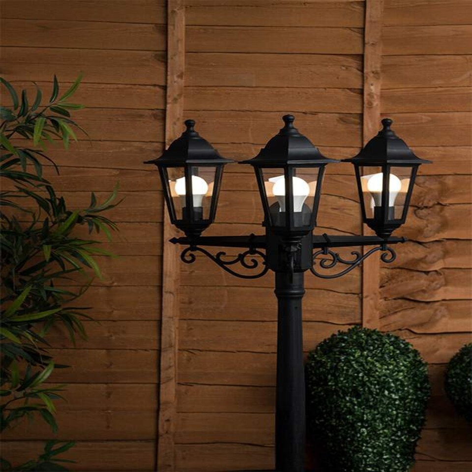 image 1 of ValueLights Mayfair Lamp post Matte Black Lamp Post & Bulb | Black