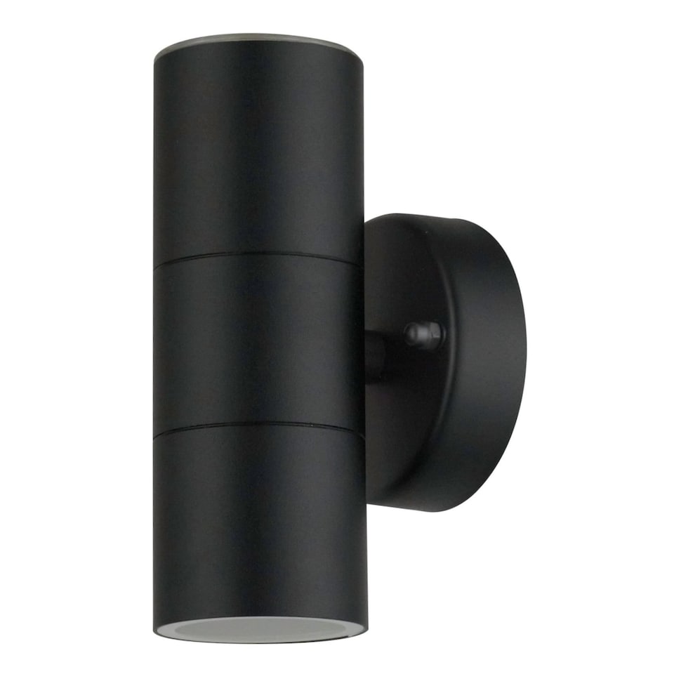 image 1 of Set of 2 Blaze - Black Outdoor Up Down Wall Lights | Black | Clear | 2