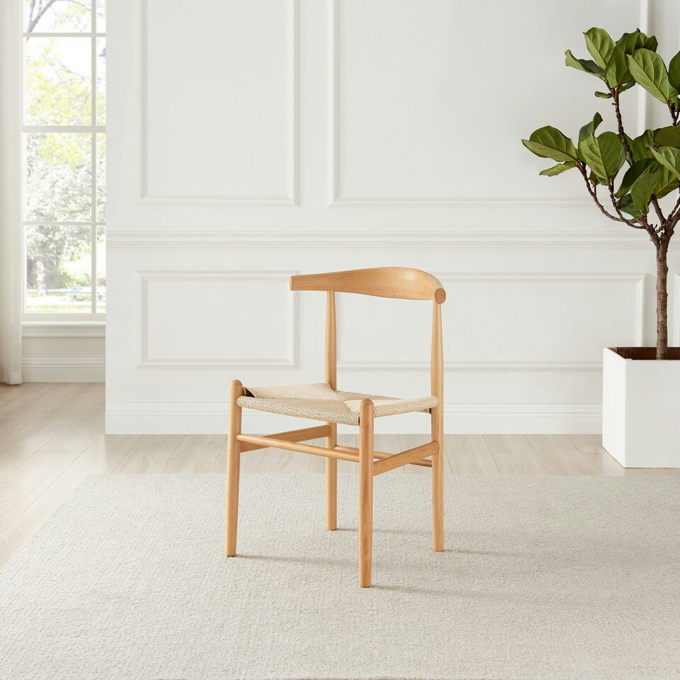 image 1 of Furniturebox Lugar 2x Solid Beech Wooden Rope Dining Chairs