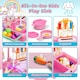 image 7 of Kids Kitchen Sink Playset with Real Running Water Food Accessories Cookware Hanging Rack and Storage Space