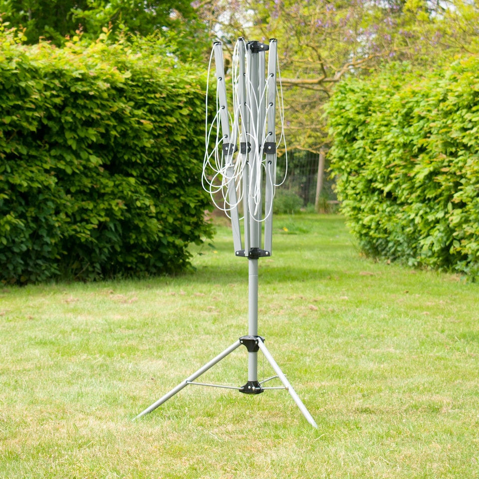 image 1 of KCT 4 Arm Portable Free Standing Rotary Washing Line - 16m Drying Area | Silver