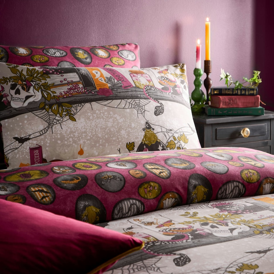 image 1 of furn. Witchy Tales Printed Reversible King Size Duvet Set Multi | King