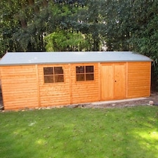 Shiplap Mammoth Loglap 12 x 30 Feet Shed Double Door with Two Opening Window Brown