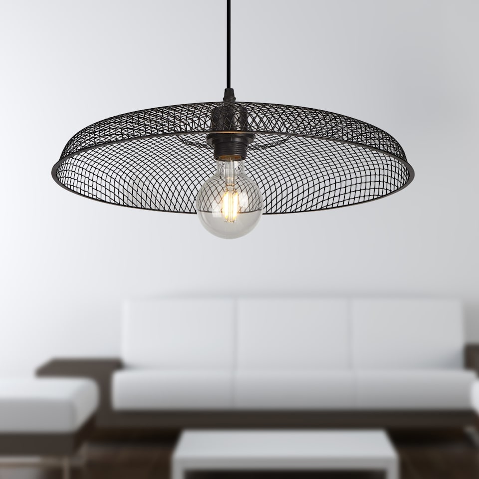 image 1 of Set of 2 Cassidy - Large Black Mesh Ceiling Pendant Lights | Black | 2