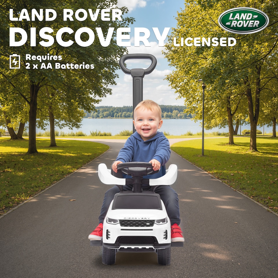 image 1 of AIYAPLAY Land Rover Licensed Baby Push Car, 2-in-1 Ride on Car, White