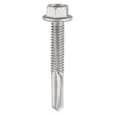 Timco - Metal Construction Heavy Section Screws - Hex - Self-Drilling - Bi-Metal - Exterior - Silver Organic (Size 5.5 x 38 - 100 Pieces)