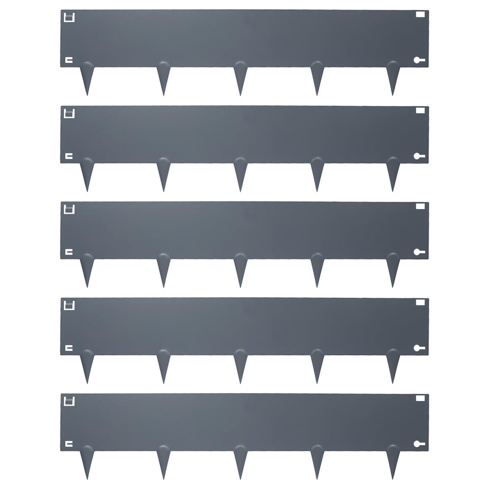 image 1 of Harbour Housewares 5pc Steel Lawn Edging Set - 5m x 16cm - Anthracite
