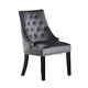 image 1 of Single Velvet Dining Chair Ergonomic Scoop Knockerback & Button Tufted Wood Legs Grey | Dark Grey