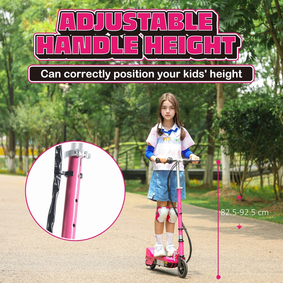 image 1 of HOMCOM Foldable Kids Electric Scooter, for Ages 7-14 Years, Pink