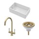 image 1 of Fireclay Kitchen Bundle - Single Bowl Belfast Sink, Strainer Waste & Mono Lever Tap, 795mm - Brushed Brass - Balterley