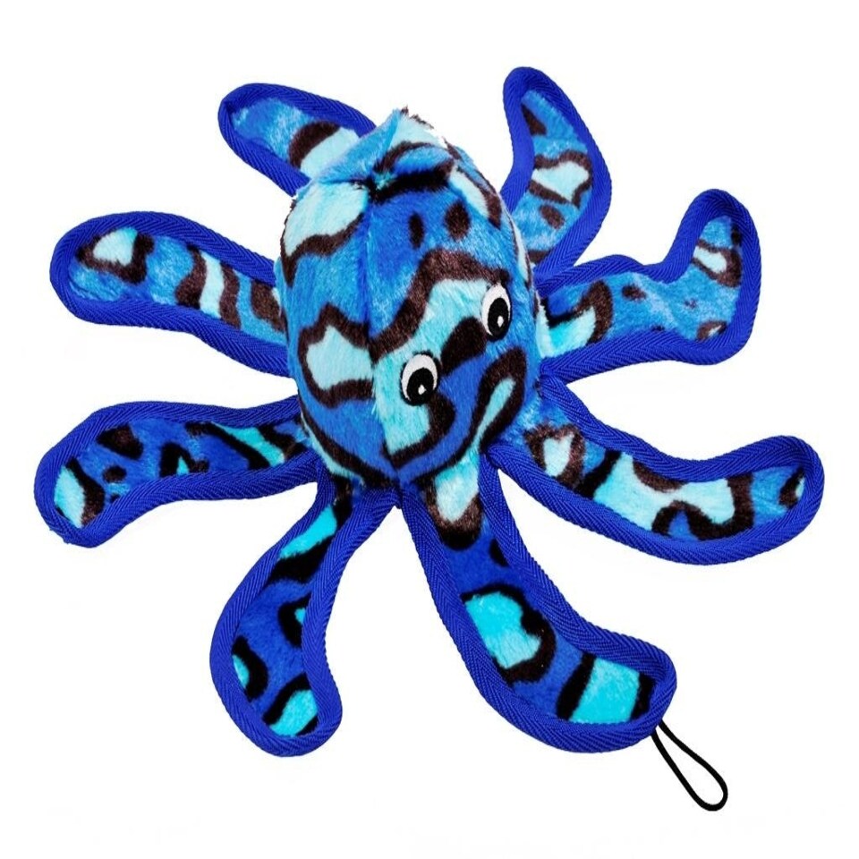 k9 Pursuits Dog Plush Squeaky Toy Chew Soft Play Floats Octypus - Blue